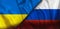 Diplomatic relations, conflict between Ukraine and russia. Flag of the two countries.