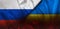 Diplomatic relations, conflict between Ukraine and russia. Flag of the two countries.