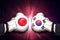 Diplomatic and Trade conflict Concept  between Japan and  Korea