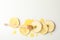 Dipper, honey, apple and lemon slices on white background