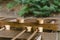 Dipping cups for cleansing ceremony, hand wash pavilion before enter the shrine gate at Meiji jingu in Tokyo, Japan. religion and