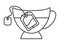 Dipping teabag / tea bag in a glass - Line art icon for apps and websites