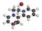 Diquat dibromide contact herbicide molecule 3D rendering. Atoms are represented as spheres with conventional color coding:.