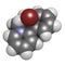 Diquat dibromide contact herbicide molecule 3D rendering. Atoms are represented as spheres with conventional color coding: