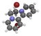 Diquat dibromide contact herbicide molecule 3D rendering. Atoms are represented as spheres with conventional color coding: