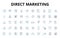 Direct marketing linear icons set. Targeted, Personalized, Mail, Ads, Database, Promotions, Sales vector symbols and