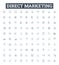 Direct marketing vector line icons set. Direct-mail, Email, Telemarketing, SMS, Online, Brochures, Database illustration