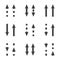 Direction arrows icons set. Straight and dashed arrows in the same and different directions. Simple linear image