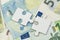 Direction of Europe and UK after brexit negotiation concept, jigsaw puzzle on Euro banknotes with Euro flag and map of Europe and