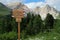 Direction indicator arrow on mountain pass
