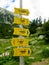 Direction indicator arrow on mountain pass in Pirin, Bulgaria