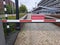 Direction road sign and barrier for the exit of ambulances at the Groene Hart hospital in Gouda
