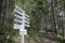 Direction sign on Conover Cove trail, Wallace Island, British Columbia