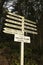 Direction sign in Conover Cove, Wallace Island, Gulf Islands, British Columbia