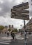 Direction signs for tourist attractions in Paris