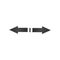 Directional 3d dashed two opposite directions stretch Arrows icon with shadow. Shows shift or direction of movable object. Can be