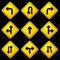 Directional Arrows Yellow Signs 01
