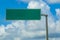 Directional green blank empty road sign in Tulum Mexico