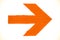 Directional orange arrow manually painted on wooden signboard