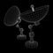Directional radio antenna with satellite dish.