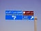 A directional side traffic sign informative board in South Sinai gives directions of Sharm El Sheikh, East Qantara, Arish and