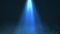 The directional spotlight beam shines blue through smoke and particles.