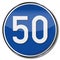 Directional traffic sign speed 50 kmh