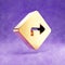 Directions icon. Gold glossy Directions symbol isolated on violet velvet background.