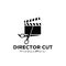 Director cut behind the scene editing Studio Movie Video Cinema Film Production vector logo design icon illustration