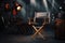 The director\\\'s chair stands as a symbol of command in the studio.