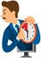 Director shows clock to deal with deadline. Angry businessman pointing at minutes left until end