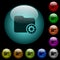 Directory settings icons in color illuminated glass buttons