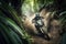 Dirt bike going through dense jungle