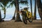 Dirt Bike with Surfboard rack on a Beach