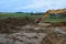 Dirt bulldozer construction foundation