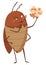Dirt cockroach. Funny brown beetle. Adorable parasit, wildlife sticker. Cartoon insect pest vector illustration