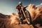 Dirt domain Motocross rider tackles desert jumps, an enduro spectacle