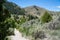 Dirt hiking trail leads to Goldbug Hot Springs Elk Bend in the Sawtooth Mountains in Idaho