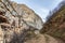 Dirt road in ancient canyon in northern Azerbaijan.Travel