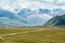 Dirt road in majestic Tien Shan mountains