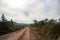 Dirt road in the rural landscape of the pampa biome in southern Brazil