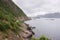 Dirt road on the sea towards Nyksund village