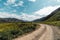 Dirt road surrounded by hills of Altay