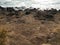 Dirt and rocks and hill and water at beach