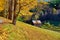 Dirt unpaved road at autumn in Vermont, USA