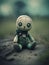 A dirty abandoned toy plush doll, apocalyptic style theme.