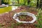 Dirty backyard pool and hot tub in ruins