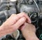 Dirty car mechanic hands