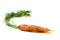 Dirty carrot with green isolated on white