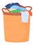 Dirty clothes in laundry baskets. A messy pile of dirty laundry. Vector illustration